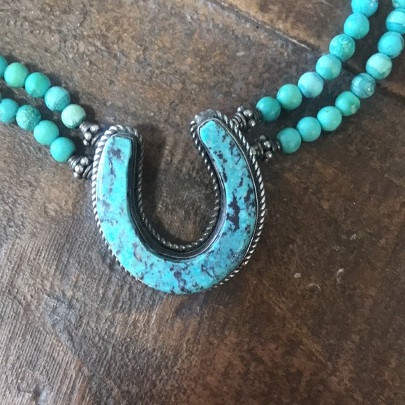 Gale Self designer hallmarked sterling silver turquoise bead choker necklace - Picture 6 of 9